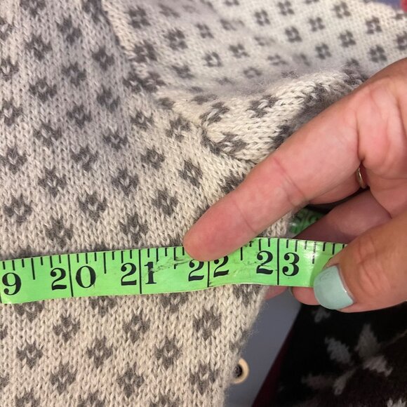 Vintage Sinclair Casual Knit Wool Gray & Creme Nordic Cardigan sz L (42-44) - Picture 7 of 8